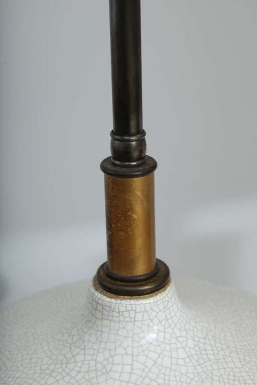 Mid-20th Century Sculptural White Crackle Glaze Table Lamp For Sale