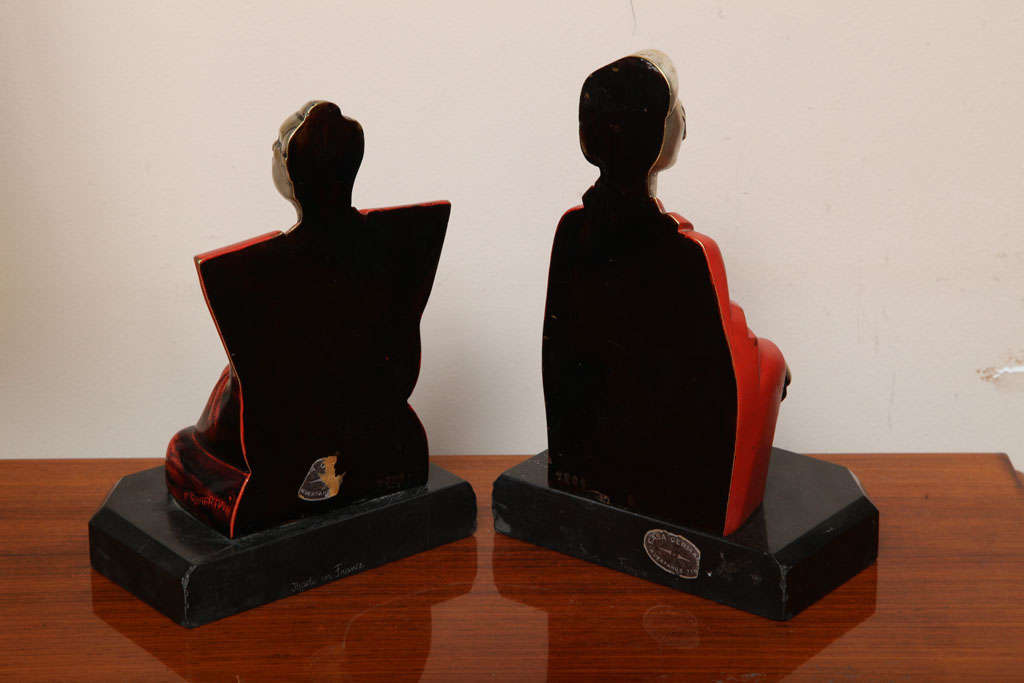 Beautiful Pair of Art Deco Cubist Bookends by Bouret For Sale 1
