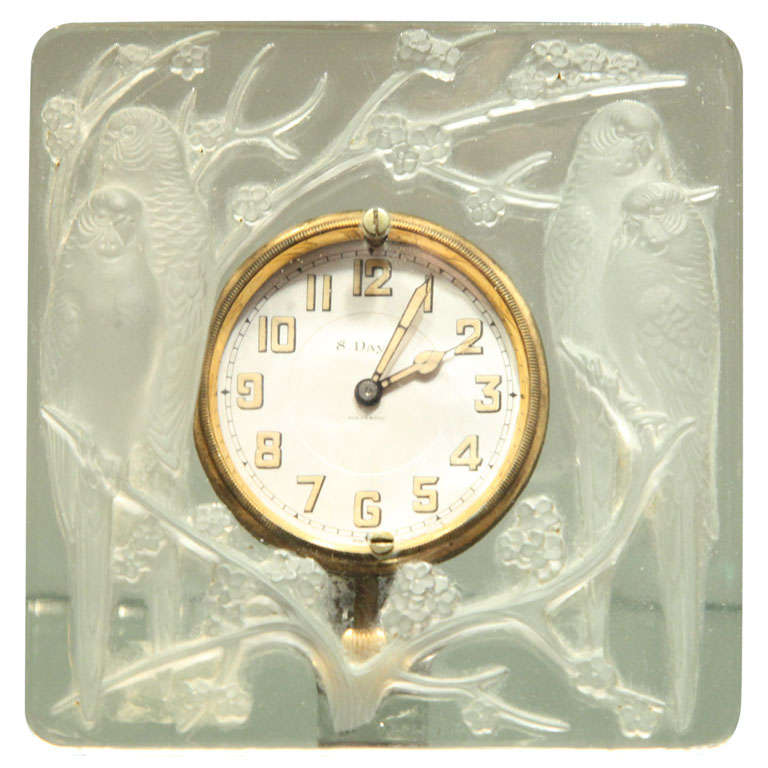 Art Deco Clock "Inseparables" by Rene Lalique