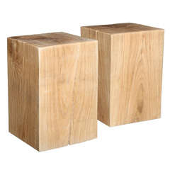 Beautiful solid white oak block end tables or stools