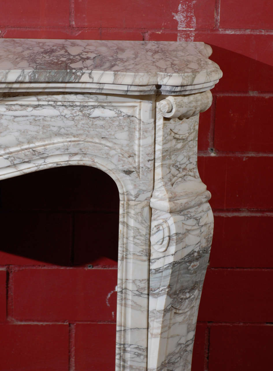 Fine French carved marble mantel  as shown.

The opening at the face being : 36.5