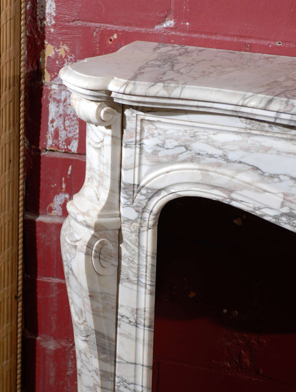 19th Century French 19th.C. Pompadour Carved Marble Mantel For Sale