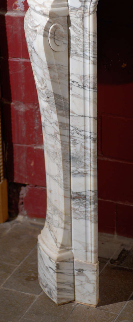 French 19th.C. Pompadour Carved Marble Mantel For Sale 1
