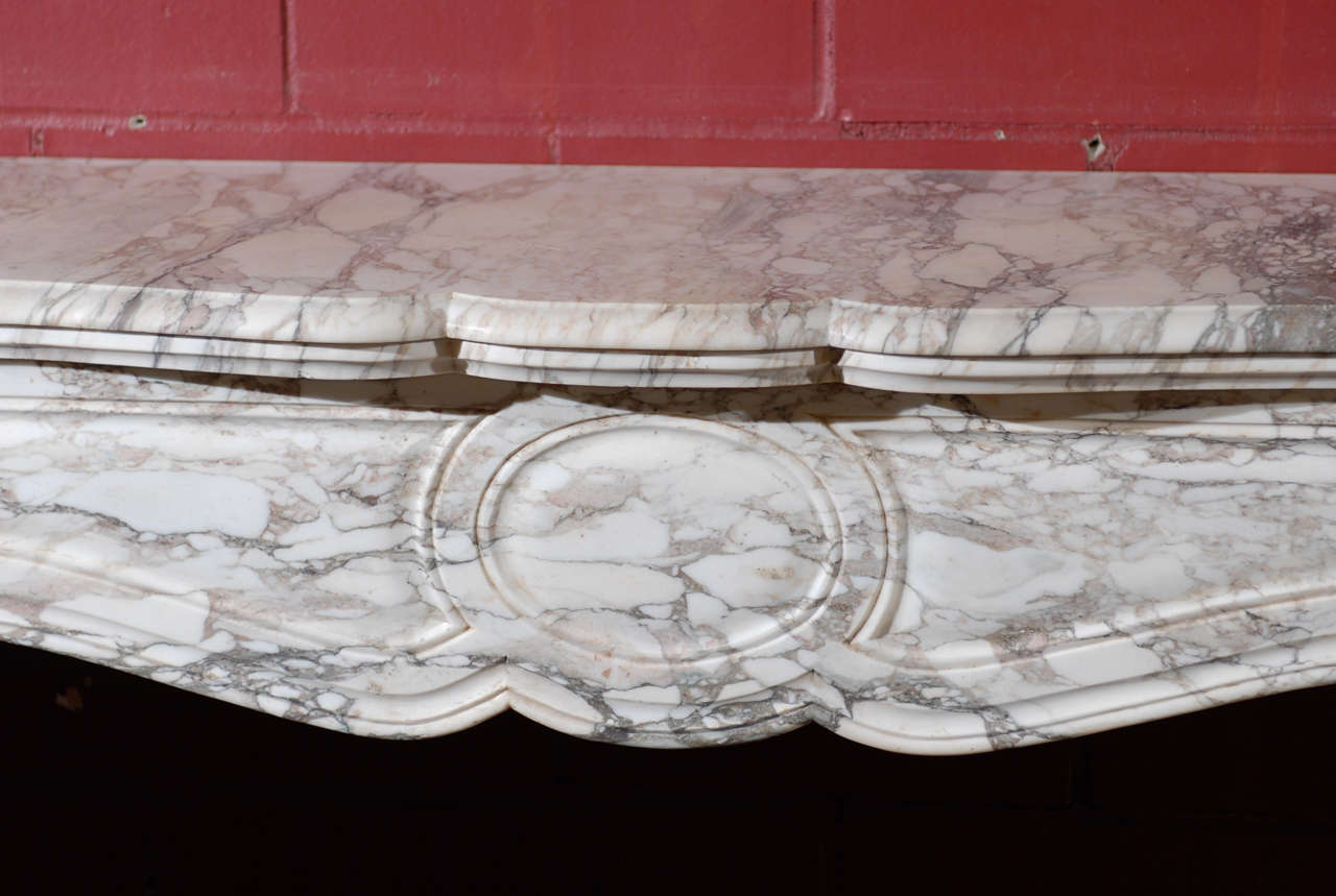 French 19th.C. Pompadour Carved Marble Mantel For Sale 2