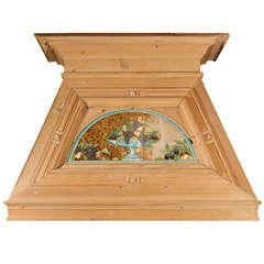 Vintage French Pine Kitchen Hood With Ceramic Inlay