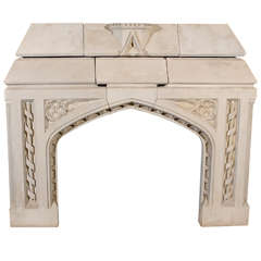 19th C. Irish Gothic Revival Stone Mantel