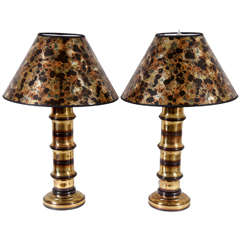A Pair Of Brass Bamboo Motif Lamps