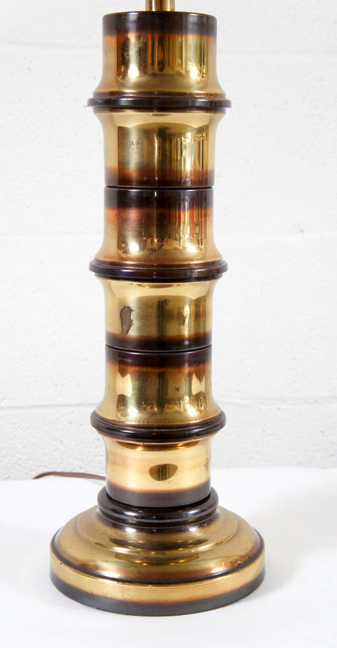 Late 20th Century A Pair Of Brass Bamboo Motif Lamps For Sale