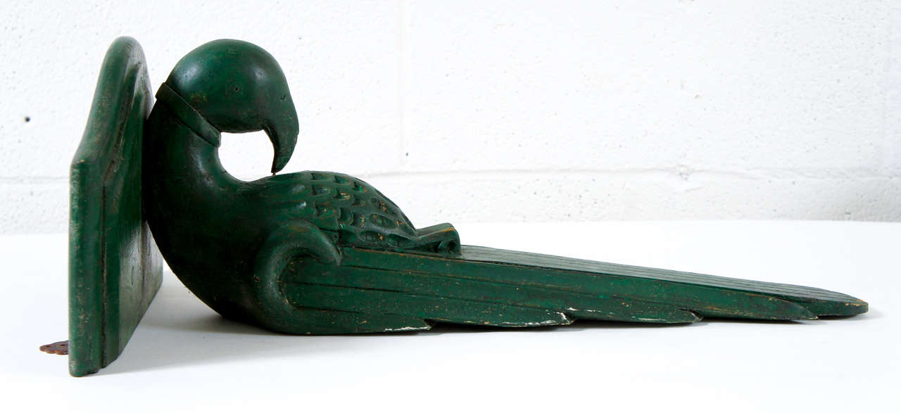 Mid-20th Century A Pair of Green Parrot Wall Brackets