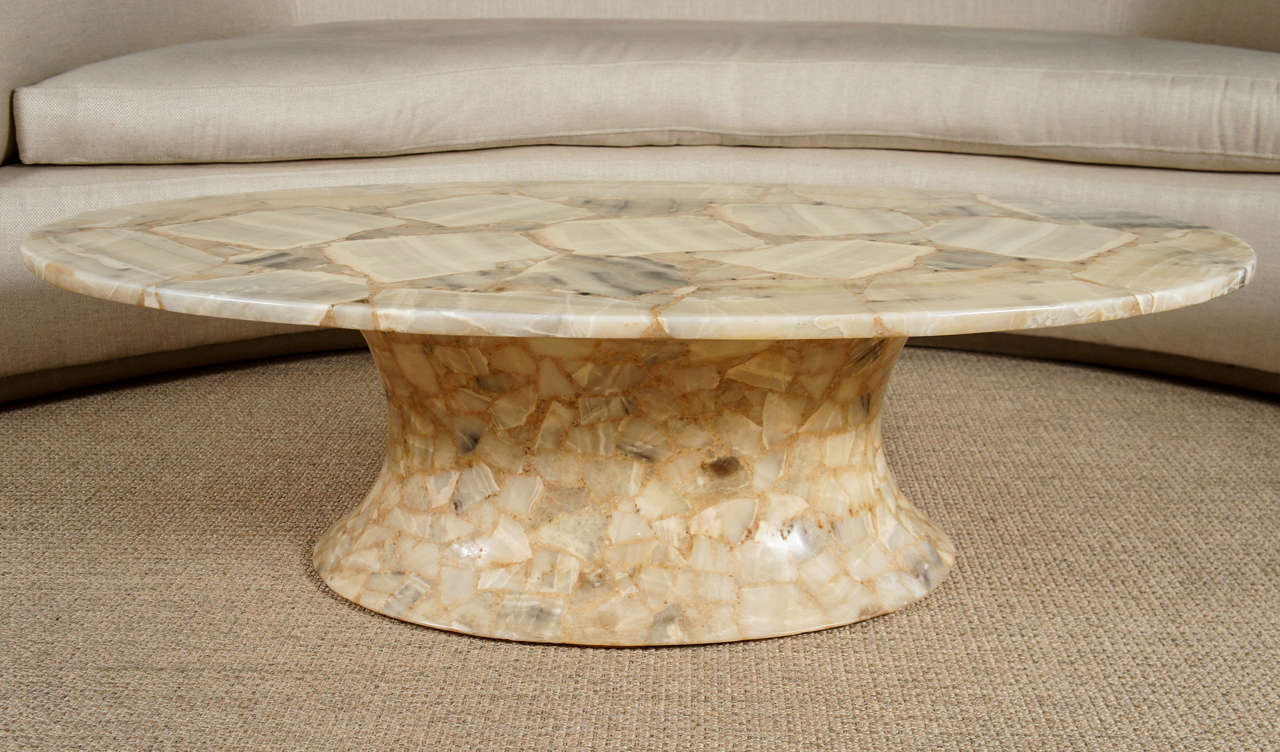 Unknown An Oval Marble Top Coffee Table