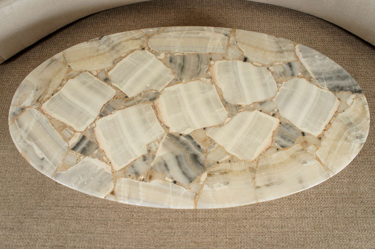 An Oval Marble Top Coffee Table In Excellent Condition In Hudson, NY