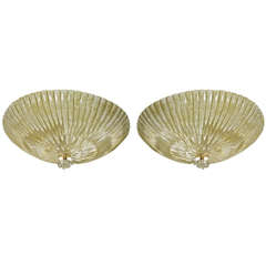 Reeded Murano Ceiling Fixtures With A Flower