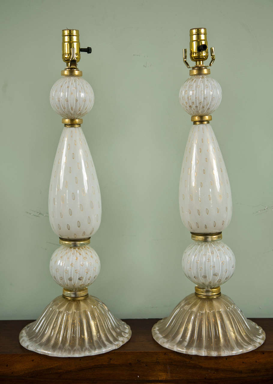 20th Century Pair Of Murano Lamps
