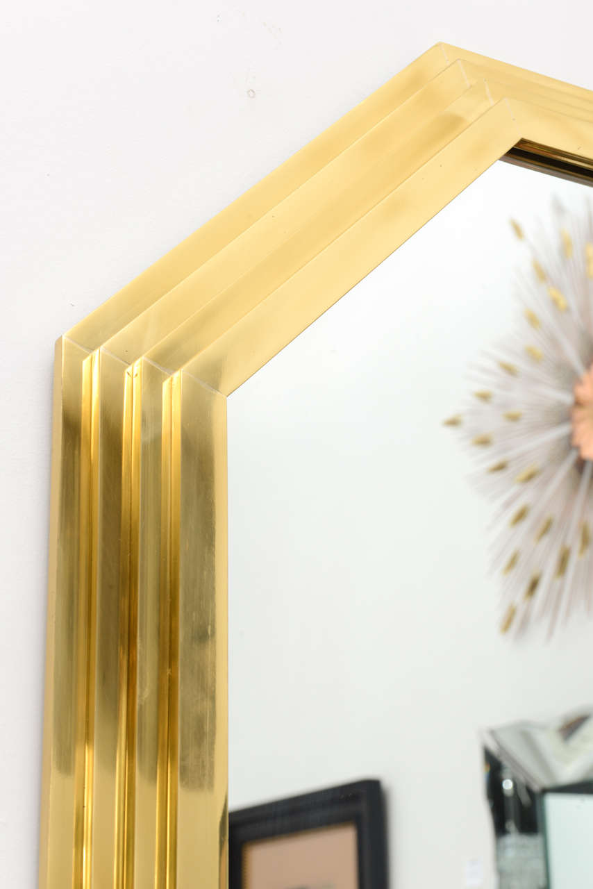 20th Century Vintage Octagonal Brass Mirror