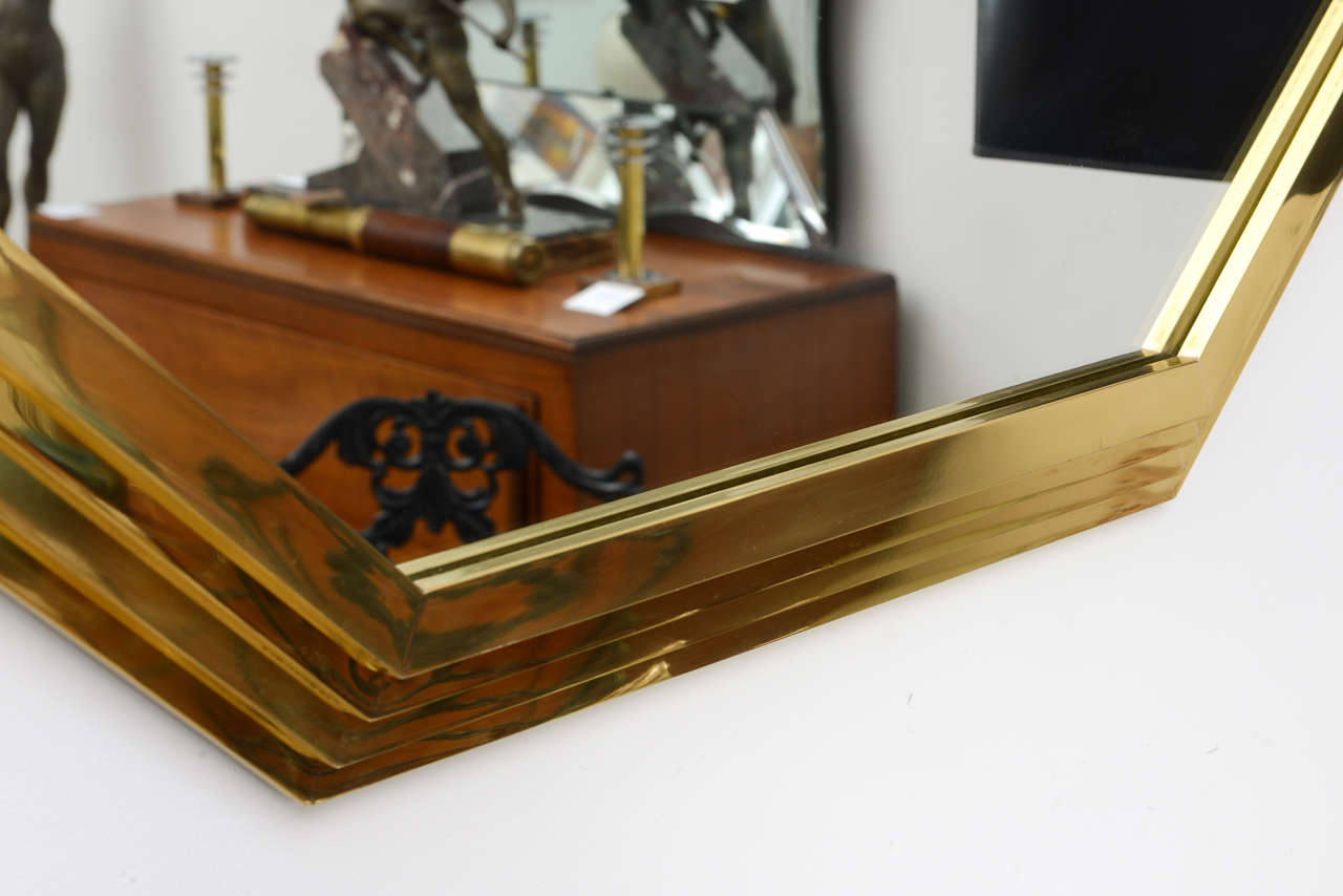 Vintage Octagonal Brass Mirror 2