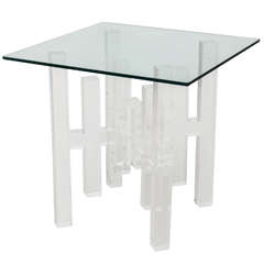 Pair of Geometric Lucite Tables