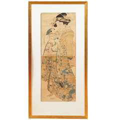 Woman with Child Katsukawa Japanese Wood block