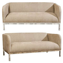 Superb Pair of Vintage Milo Baughman Stye Chrome Sofas/ Loveseats