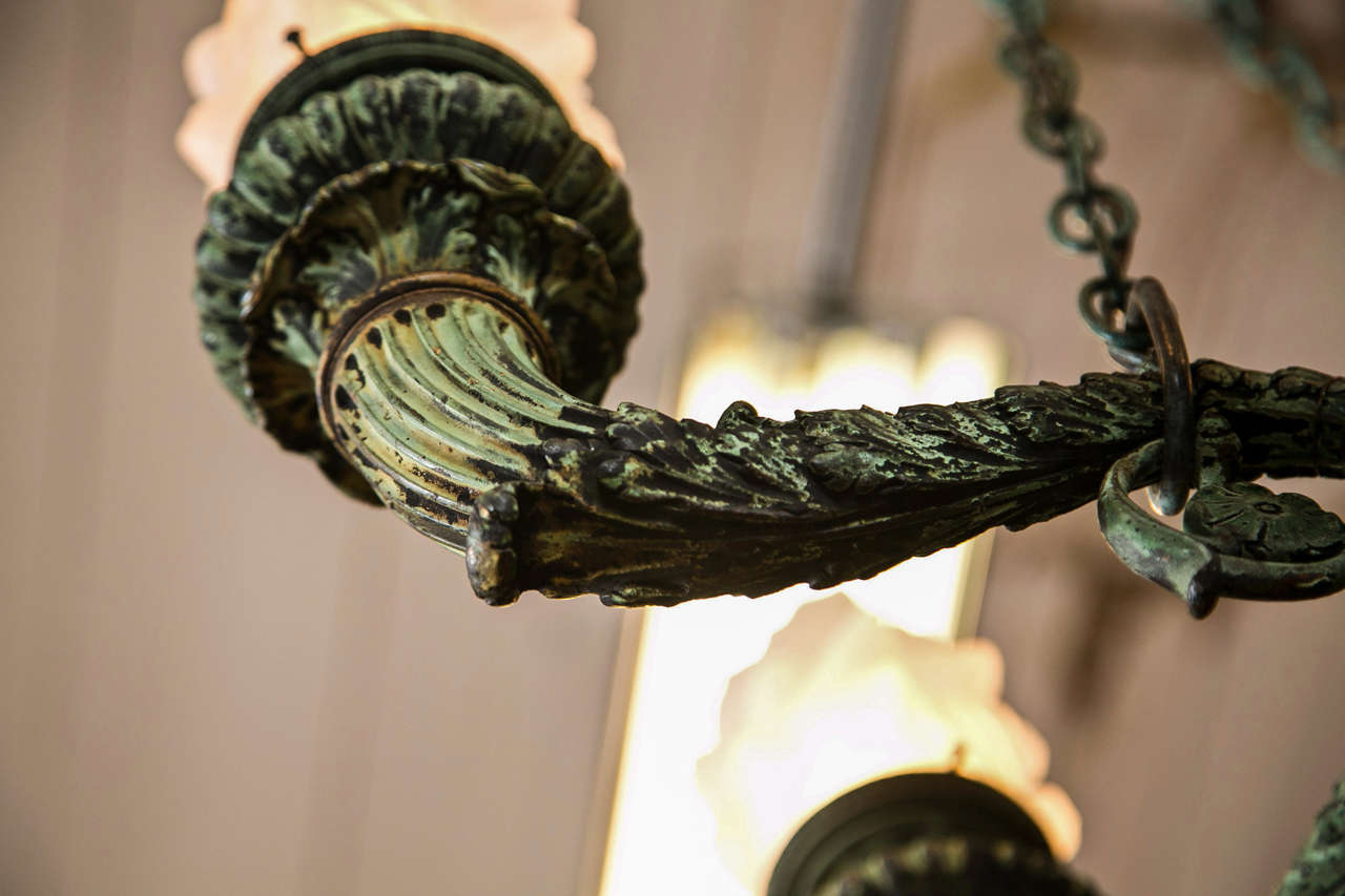 Pair of Antique Bronze Chandeliers Salvaged From Archiitectural Design 1