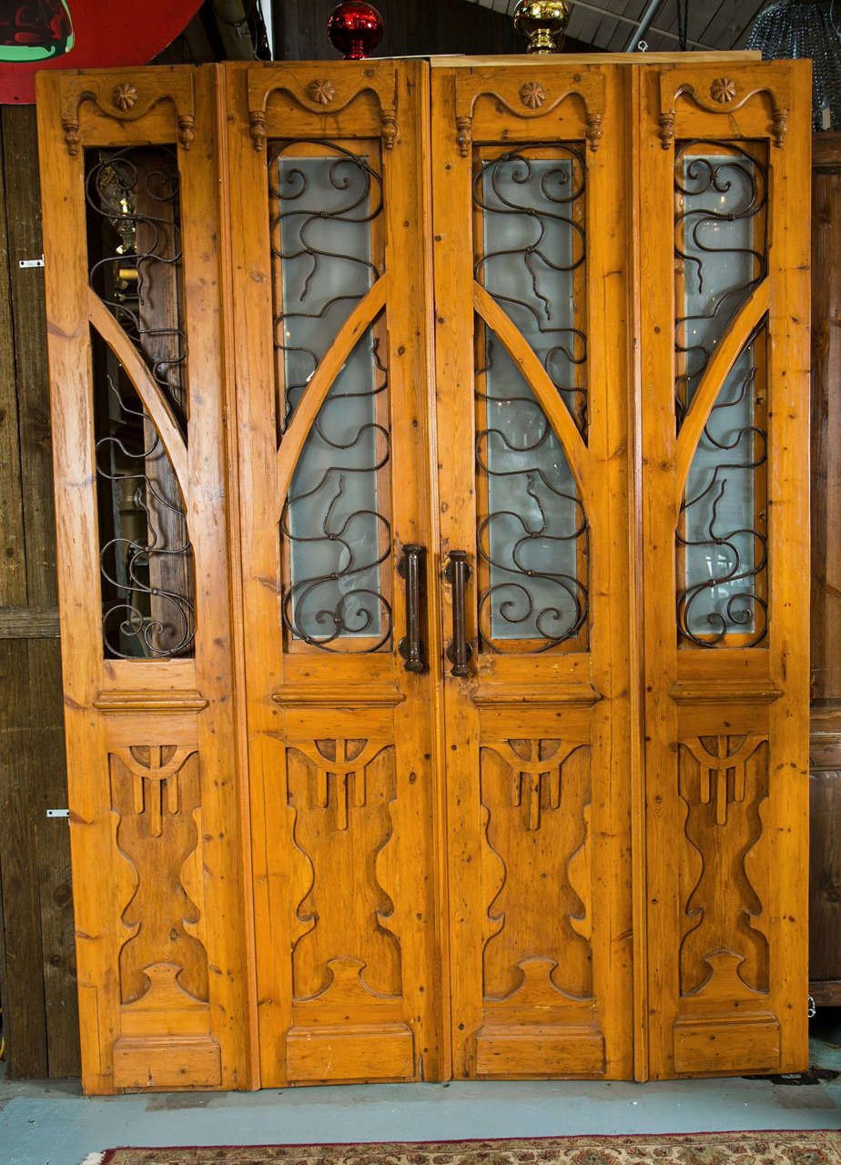 Antique Pine European Art Nouveau Doors Set at 1stDibs