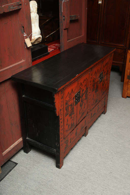 chinese red lacquer sideboard
