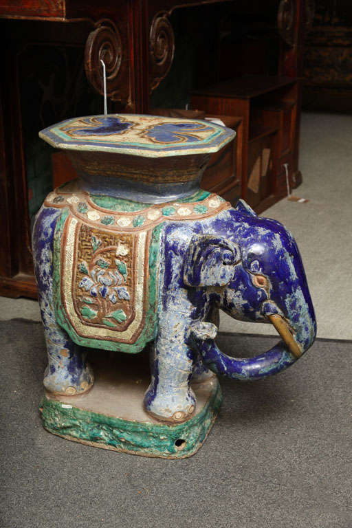 Cobalt Glaze Ceramic Garden Stool or Side Table, Annamese, circa 1900. Outdoors or In