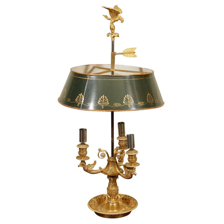 Empire Empire-Lampe, vergoldete Bronze, Bouillotte