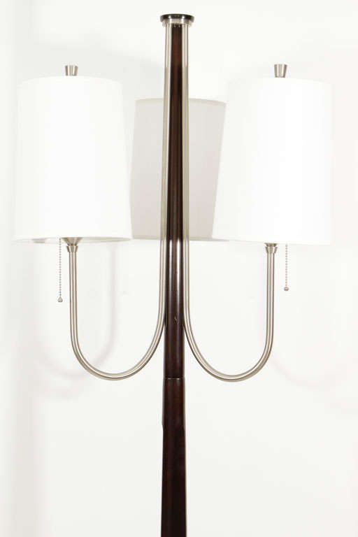 Mid-Century Modern Tommi Parzinger Style Three-Arm Walnut Lamp, Floor Lamp For Sale