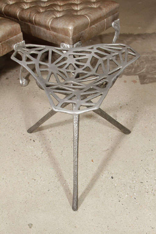 Rare Cast Aluminum Stool by Thomas Lynn In Excellent Condition In Phoenix, AZ