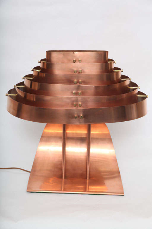 American Modernist Copper Table Lamp by Kurt Versen In Good Condition In New York, NY