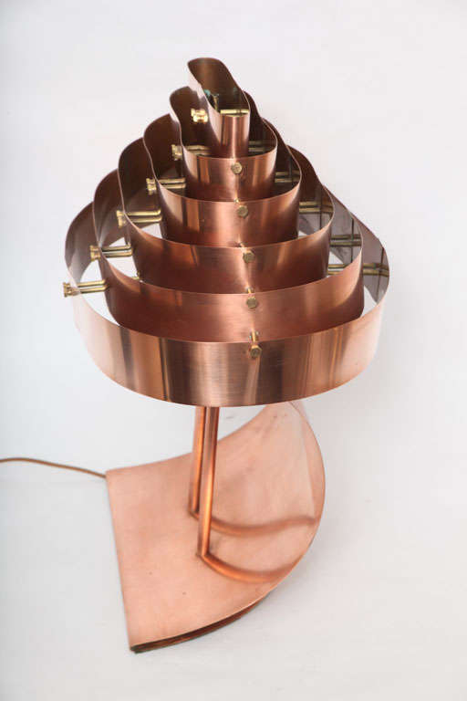 American Modernist Copper Table Lamp by Kurt Versen 3