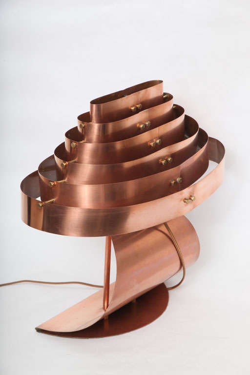 American Modernist Copper Table Lamp by Kurt Versen 4