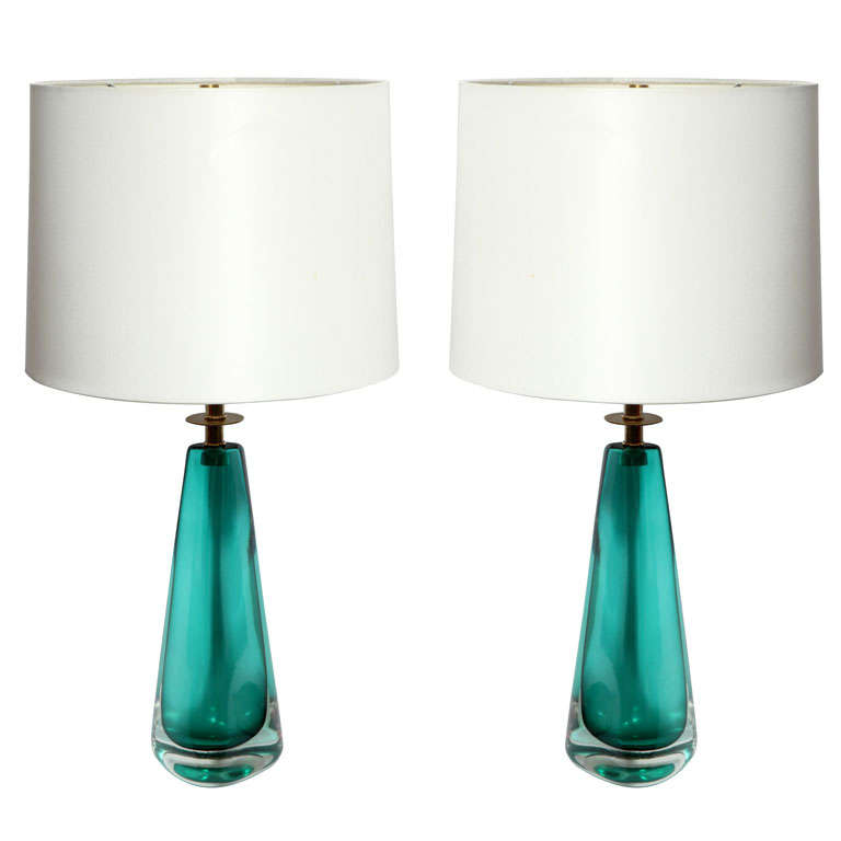 A Pair of signed Venini Art Glass Table Lamps