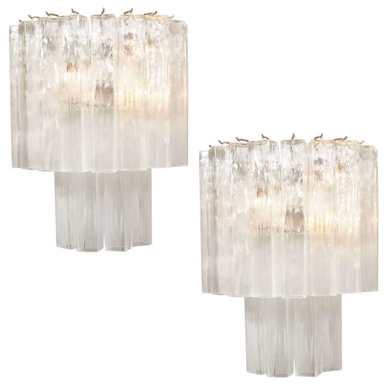 Pair of Murano Waterfall Sconces For Sale