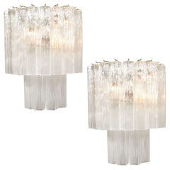 Retro Pair of Murano Waterfall Sconces