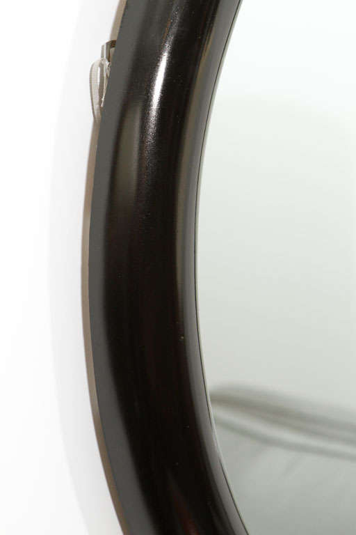 Marcius Black Lacquer Round Mirror in the style of Karl Springer 3
