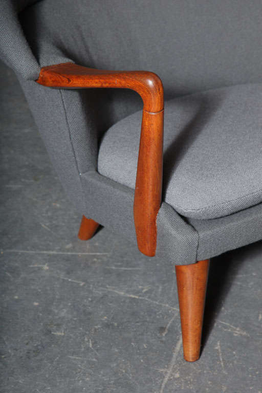 Teak and Grey Shell Chair by Hans Olsen In Excellent Condition In New York, NY