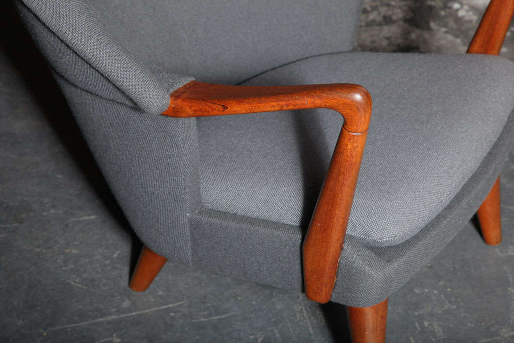 Mid-20th Century Teak and Grey Shell Chair by Hans Olsen