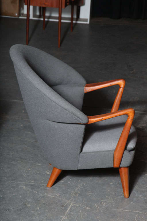 Teak and Grey Shell Chair by Hans Olsen 1