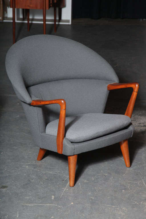 Teak and Grey Shell Chair by Hans Olsen at 1stdibs