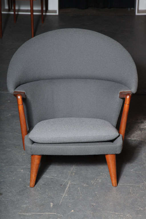 Teak and Grey Shell Chair by Hans Olsen at 1stdibs