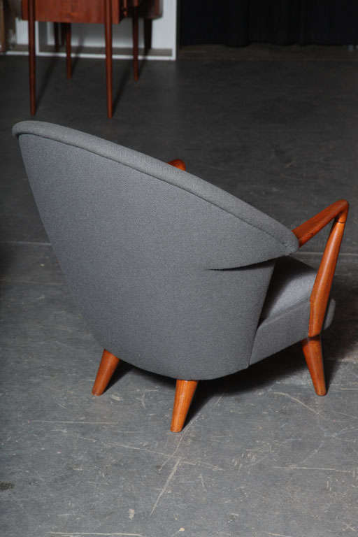Teak and Grey Shell Chair by Hans Olsen at 1stdibs