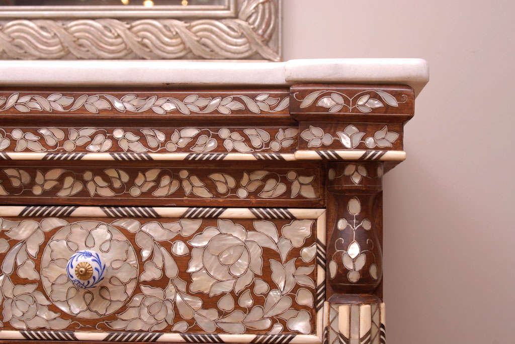 Ebony Syrian Mother-of-Pearl Inlaid Commode
