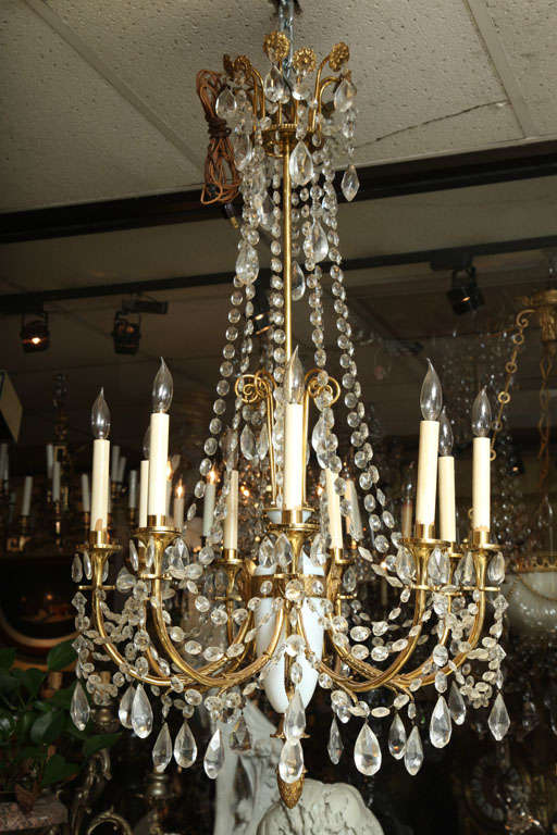 A magnificent and very fine quality Russian Empire style Bronze and opalin glass and crystal nine light chandelier.
Stock number: L41.