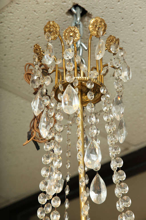 Russian Style Bronze, Opaline Glass and Crystal Chandelier For Sale 2