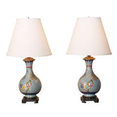 Pair of Cloisonne' Vases Converted into Lamps