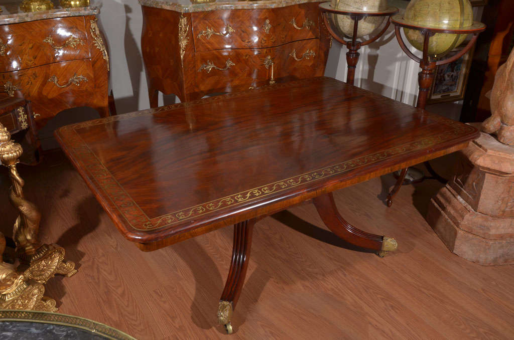 19th C English  Mahogany And Brass Inlayed Cocktail Table