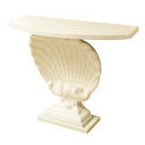 White Lacquer Shell Form Console by Grosfeld House