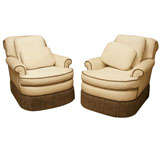 Pair of White Upholstered Armchairs