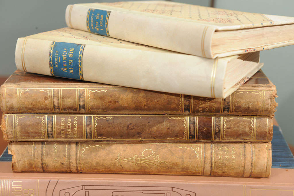 Mid-20th Century Assorted Leather Bound Books For Sale